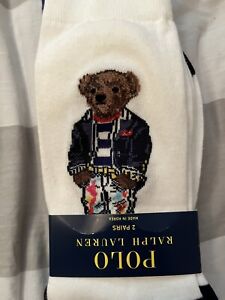 Polo Ralph Lauren Polo Bear Socks *2 Per Pack* Navy/White