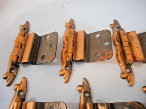 8 Vintage copper color Cabinet Door Hinges  3/8 setback # Cover