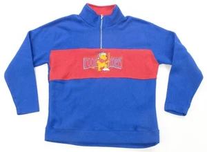 Rare VTG Winnie the Pooh Sports Skiing Striped Fleece Sweatshirt 90s Youth SZ XL - Picture 1 of 8