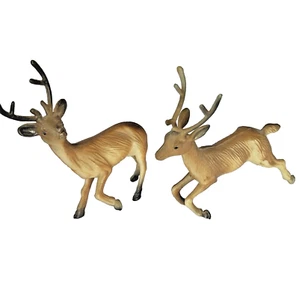 2 Vintage HONG KONG Plastic Brown Reindeer - @ 3 1/2" tall diorama display - Picture 1 of 5
