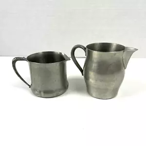 Unbranded Vintage Lot of 2  Pewter Creamer / Milk Holders 2"H AND 3"H. - Picture 1 of 11