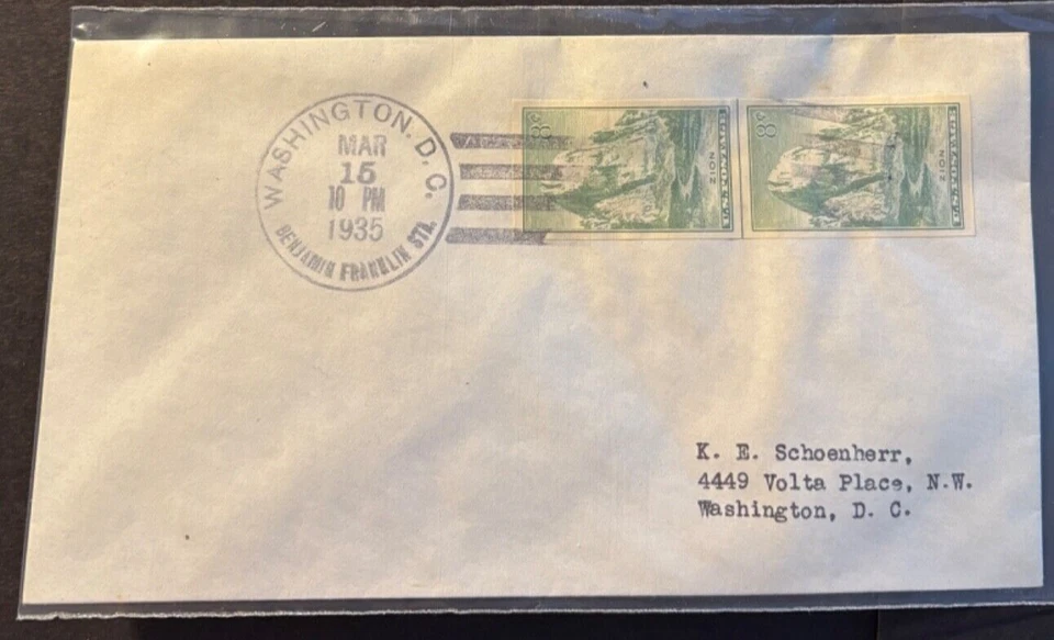 #763 Zion line pair FDC without cachet - Image 1 of 1