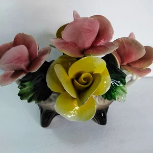 Vintage Capodimonte LG Rose Herzstück Fußschale Made in Italy PREIS ZU VERKAUFEN - Bild 1 von 9