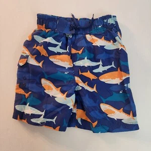 Kids' Shark Print Swim Trunks By Khakis Polyester Mesh Lining Size 5 - Picture 1 of 4