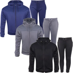 Boys Kids Polyester Tracksuit Slim Fit Jogger Bottom Zip Hoodie 5-14 Years - Picture 1 of 10