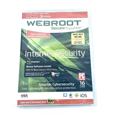 New Webroot SecureAnywhere Internet Security & Antivirus Windows & Mac 3 Devices - Image 1 of 4