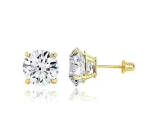 14K Gold GRA Certified D Color VVS1 Round Moissanite Screw Back Studs Earrings - Picture 1 of 14