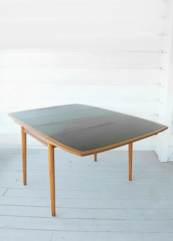 Vintage Mid Century Modern Meridian Drexel Black + Walnut dining table Cover