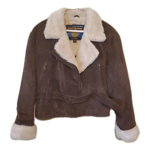 Wilson’s Adventure Bound Brown Suede Leather Faux Fur Collar Crop Jacket Size M - Picture 1 of 12