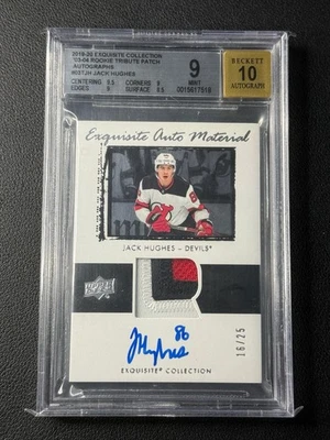 JACK HUGHES BGS 9 2019-20 EXQUISITO 03-04 PARCHE TRIBUTO NOVATO AUTOMÁTICO RPA RC/25 Foto 1 de 2
