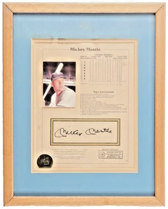 MICKEY MANTLE NEW YORK YANKEES SIGNED AUTO CUSTOM FRAMED COA - Picture 1 of 2