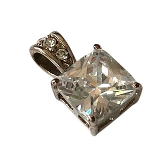 Damen Quadrat Anhänger & 925 Halskette Modeschmuck Zirkonia - Bild 1 von 4