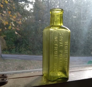 SELTENE MUNDGEBLASENE FLASCHE ZITRONENGELB GRÜN NICHT SOUCH HERD POLIERT DETROIT 1890 - Bild 1 von 8