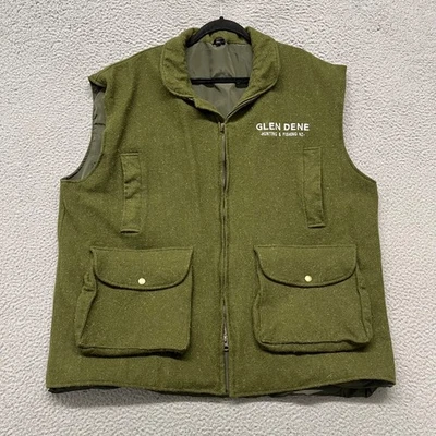 Wool Vest Mens 3XL Green Glen Dene Hunting And Fishing Club New Zealand Full Zip - Image 1 of 4
