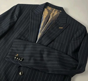 Blazer uomo Fratelli Tallia Di Delfino 42R blu lana righe nero etichetta paisley - Foto 1 di 20