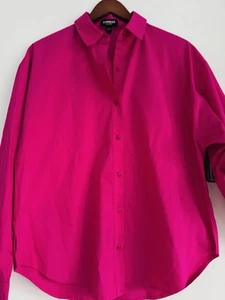 Express Boyfriend Fit dunkelrosa kleines klassisches geknöpftes Damenhemd mit Kragen - Bild 1 von 8