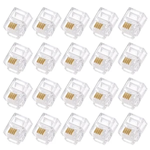 Telephone Modular Plug Male RJ11 Connectors, Copper Core 6P4C 20pcs - Afbeelding 1 van 5