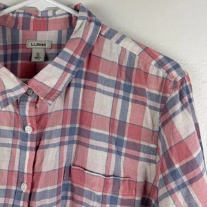 LL BEAN Mujer Manga Larga Cuadros Algodón Botón Camisa ROSA/PÚRPURA - XL - Imagen 1 de 7