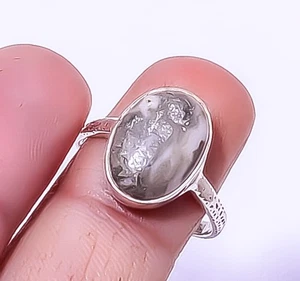 Stil Gray Coral Gemstone Silver Plated Bali Ring s.8 R1139-23 , Christmas Gift - Picture 1 of 6
