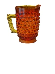 Vtg Amberina Hobnail Glass Toothpick Holder Red Orange Yellow Mid Century Retro - Picture 1 of 6