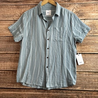 Camisa Katin Alan Para Hombre Mediana Rayas Manga Corta Abotonada Mezcla de Lino Foto 1 de 4