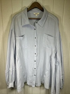 Jade by Jane hellblaues Button Down Crinkle Baggy Fit Hemd Gr. L neu ohne Etikett - Bild 1 von 7