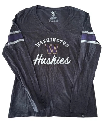 Washington Huskies Gray Long Sleeve T-Shirt Women’s Size Medium  - Image 1 of 2