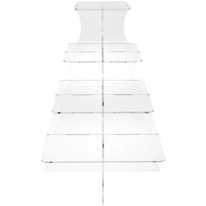Plymor Clear Acrylic Graduated 4-Tiered Square Display Riser, 27.5" H x 18.5" W - Picture 1 of 1