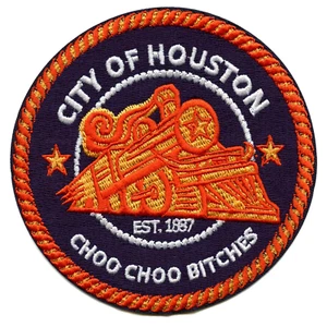 Choo Choo Houston Train Patch City Baseball Pride Embroidered Iron On - Picture 1 of 2
