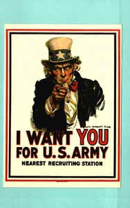 Postal del Tío Sam ""I Want You"" de la Primera Guerra Mundial UA FDI 26 de agosto de 1985 - Imagen 1 de 2