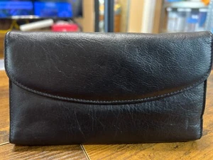 VTG Mundi Genuine Leather Black Clutch Checkbook Wallet, New Without Tags. - Picture 1 of 9