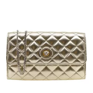 Versace Medusa Quilted Chain Shoulder Bag Metallic Gold Leather New - Picture 1 of 6