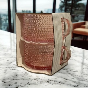 💖 Ensemble de 2 tasses en verre gaufré rose 15 oz TikTok viral - Photo 1/7