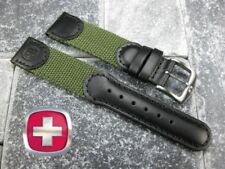 New Black Leather Strap Nylon Watch Band 21mm 22mm Wenger Swiss Army Green