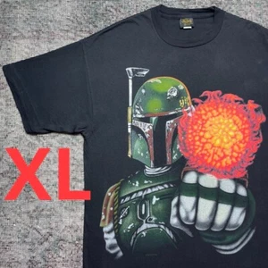 Vintage Star Wars Boba Fett Single Stitch 90's Shadow Big Face Disney Promo - Picture 1 of 14