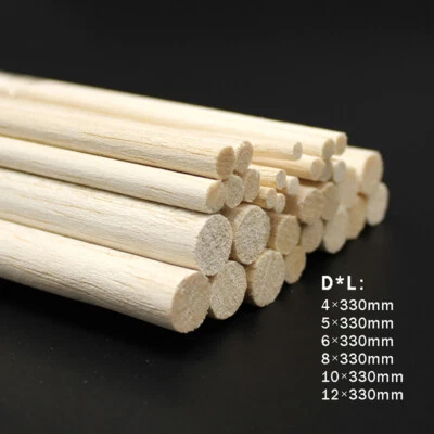 Balsa Wood Dowel 4,5,6,8,10,12mm Dia x 330mm Long Aircraft Model Wood Pole Stick - Image 1 of 4