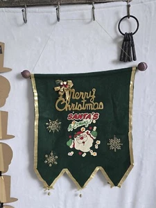 Striscione natalizio verde vintage/babbo natale da appendere al muro - Foto 1 di 6