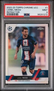 2022-23 Topps Chrome UEFA Lionel Messi Refractor #1 PSA 9 PSG Argentina - Picture 1 of 3