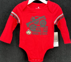 NEW Ohio State OSU Buckeyes "Built Tough" Red LS One Piece Infant Boys (6-12) - Picture 1 of 10