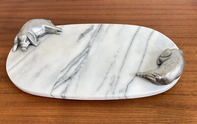 Bandeja de mármol vintage RARA Arthur Court asas de cerdo tabla de charcutería bandeja para servir Foto 1 de 4
