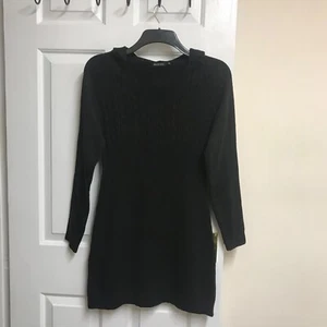 Brave Soul.14.Ladies Black 1/4 cable knit hooded A-Line Long sleeved Jumper. - Picture 1 of 16
