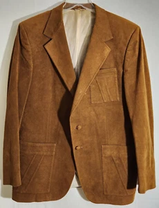 Cappotto sportivo Silverwoods LeBaron da uomo due bottoni marrone massiccio ultra pelle scamosciata 44 - Foto 1 di 12