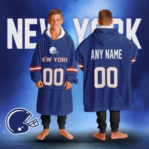 Personalized New York Unisex Kids Hoodie Blanket | Football Wearable Blanket - Picture 1 of 11