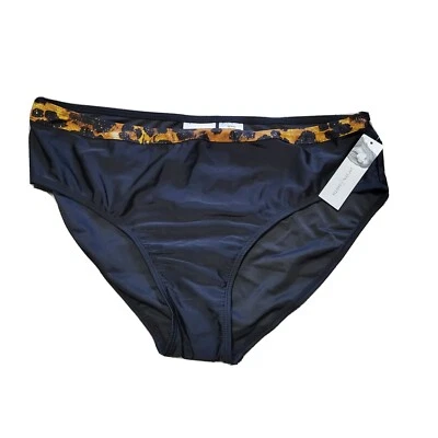NEW Jaclyn Smith Swimsuit Bottoms Black Leopard Print Swim Bikini Size 16 - Image 1 of 4