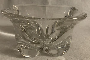 Orrefors #1598 Edward Hald Pinched Base Crystal Console Square Bowl 6” Clear MCM - Picture 1 of 10