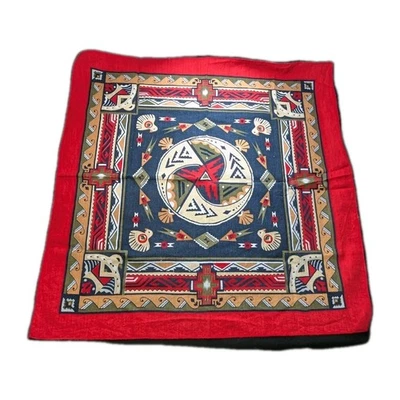 Bandana Wamcraft Vintage Nuevo Antiguo Stock Nativo Suroeste Tribal Impresión Taiwán  Foto 1 de 4