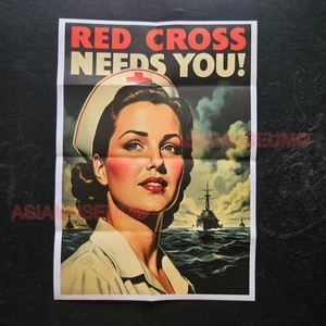 1942 WW2 USA AMERICA WOMEN JOIN RED CROSS NAVY ANGEL WAR PROPAGANDA POSTER L628 - Picture 1 of 9