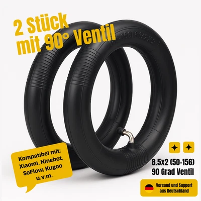 2x E-Scooter Schlauch 8.5x2 (50/75-6.1) 90° Ventil kompatibel Xiaomi Ninebot - Bild 1 von 4