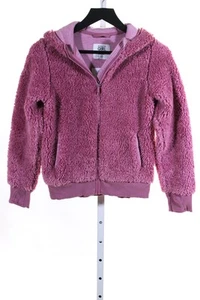 Athleta Girls Zip Front Long Sleeve Hoodie Faux Fur Pink Size L/12Y - Picture 1 of 6