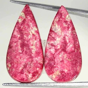 26.00Cts Natural Thulite Pair Cabochon Loose Gemstone Shape Pear Size 13x26x4mm - Picture 1 of 5